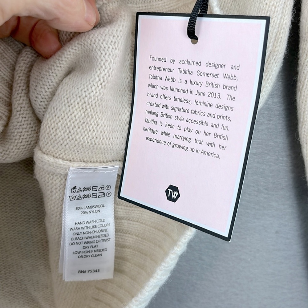 Tabitha Webb -NWT women’s Fairisle Lambswool blend crewneck Sweater cream/pink M - Picture 5 of 7
